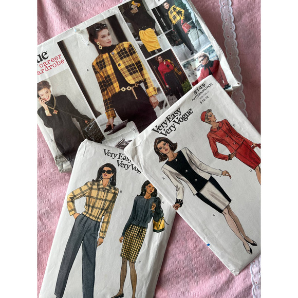 80s Vogue patterns size 8-10-12. Dresses , jackets, and skirt suits. Lot of 3 - Picture 2 of 4